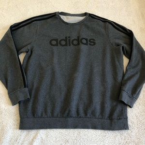 Adidas Dark Grey Stripes Crewneck Fleece Size L/XL